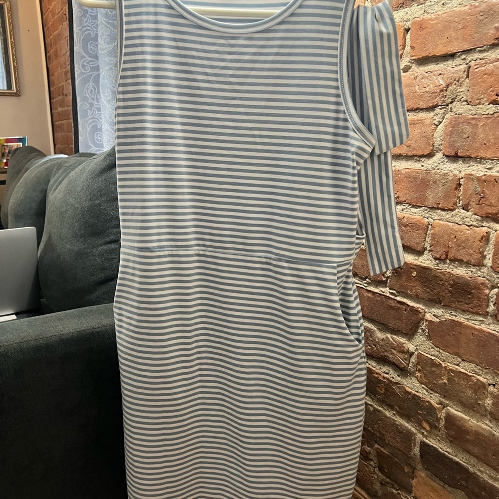 Chic Striped Dress in Blue and White